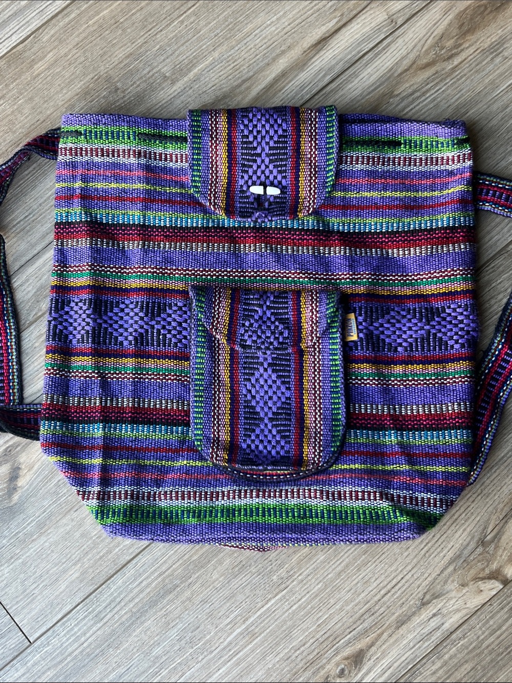 Authentic Mexican Handwoven Purple Multi-Striped Backpack